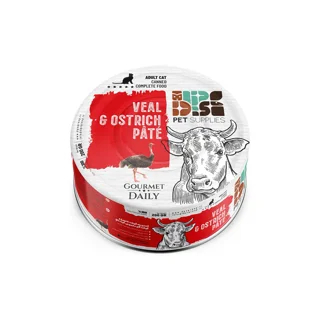 کنسرو پته سوپرپرمیوم گربه دی پی اس (dps) طعم گوساله و شترمرغ وزن ۲۰۰ گرم