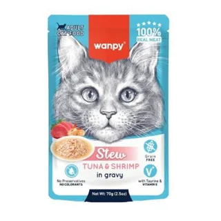 پوچ گربه ونپی انگلیسی نویس طعم ماهی تن و میگو در سس گریوی وزن ۷۰ گرم