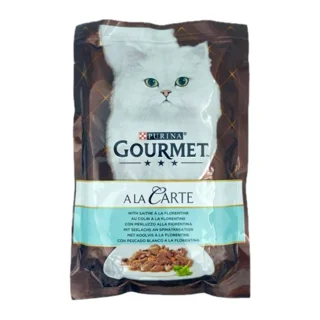 پوچ گربه گورمت طعم ماهی سایته وزن ۸۵ گرم