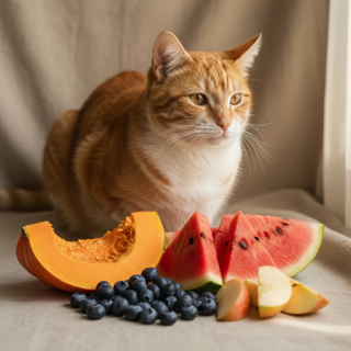 کدو تنبل و میوه‌های مفید برای گربه: راهنمای جامع تغذیه سالم