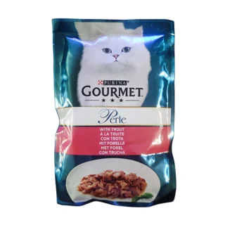 پوچ گربه گورمت طعم ماهی قزل آلا وزن ۸۵ گرم