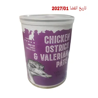 کنسرو پته شترمرغ و مرغ و سنبل الطیب مخصوص گربه بالغ برند dps وزن ۴۰۰ گرم