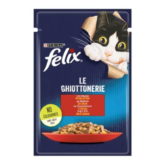 پوچ گربه فلیکس با طعم گوشت وزن ۸۵ گرم