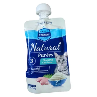 پودینگ آنتی‌هیربال گربه فنبی مدل نچرال با طعم مرغ و علف گربه - ۹۰ گرم