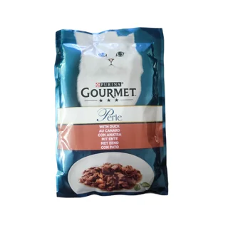 پوچ گربه گورمت طعم اردک وزن ۸۵ گرم