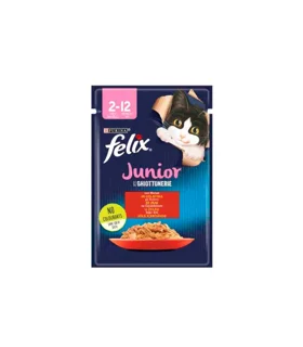 پوچ فلیکس جونیور با طعم گوشت وزن ۸۵ گرم