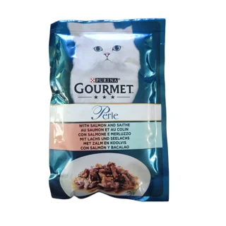 پوچ گربه گورمت طعم ماهی سالمون و سایته وزن ۸۵ گرم