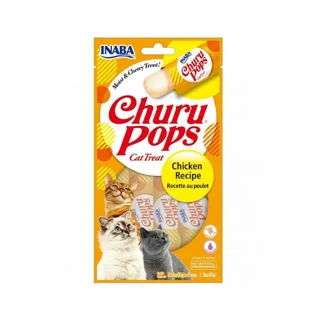 تشویقی گربه اینابا مدل Churu Pops با طعم مرغ (بسته ۴ عددی)